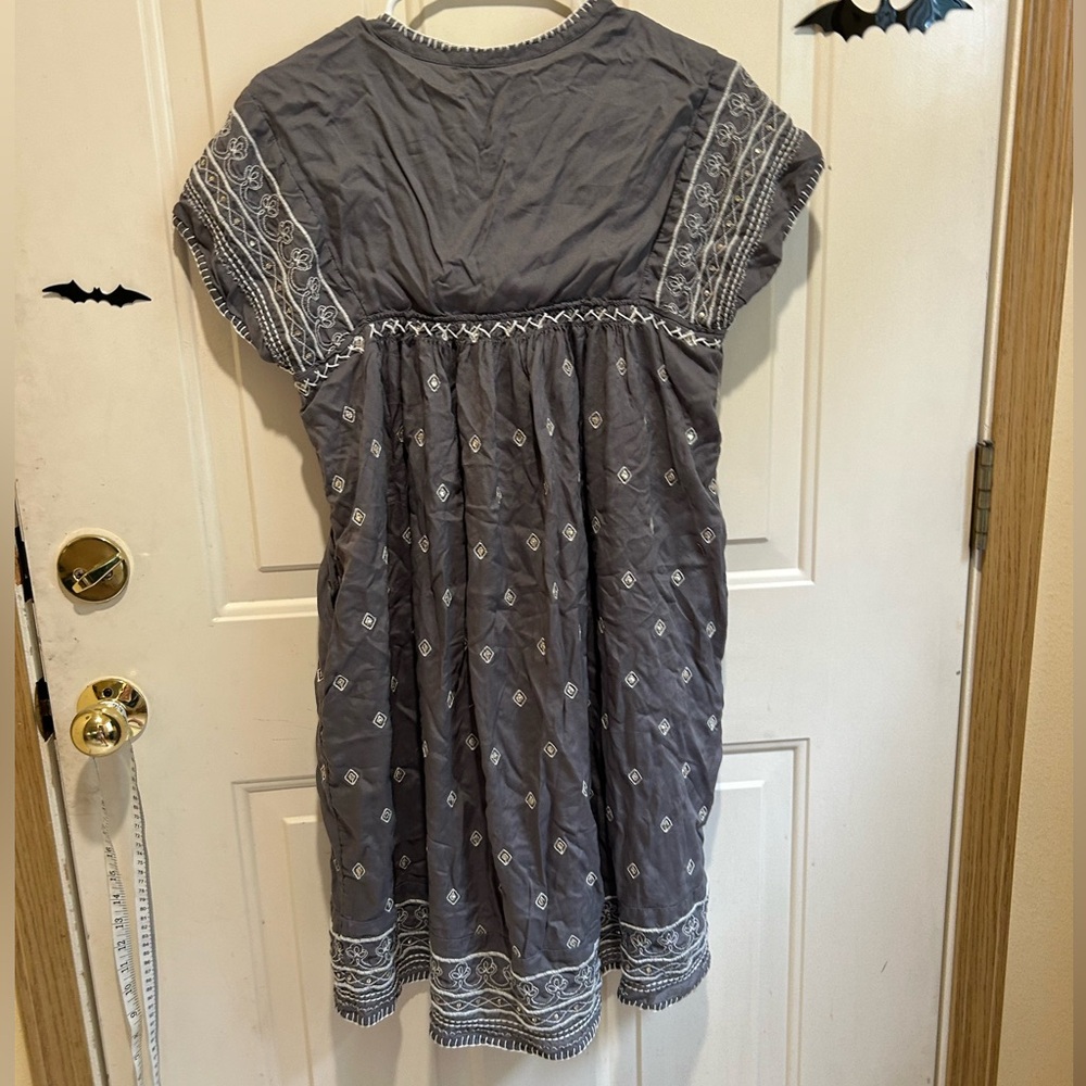 Sundance Aura tunic size PS Bohemian Gray Dress White embroidered boho Dress - Picture 4 of 4